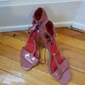 Blush open toe heels